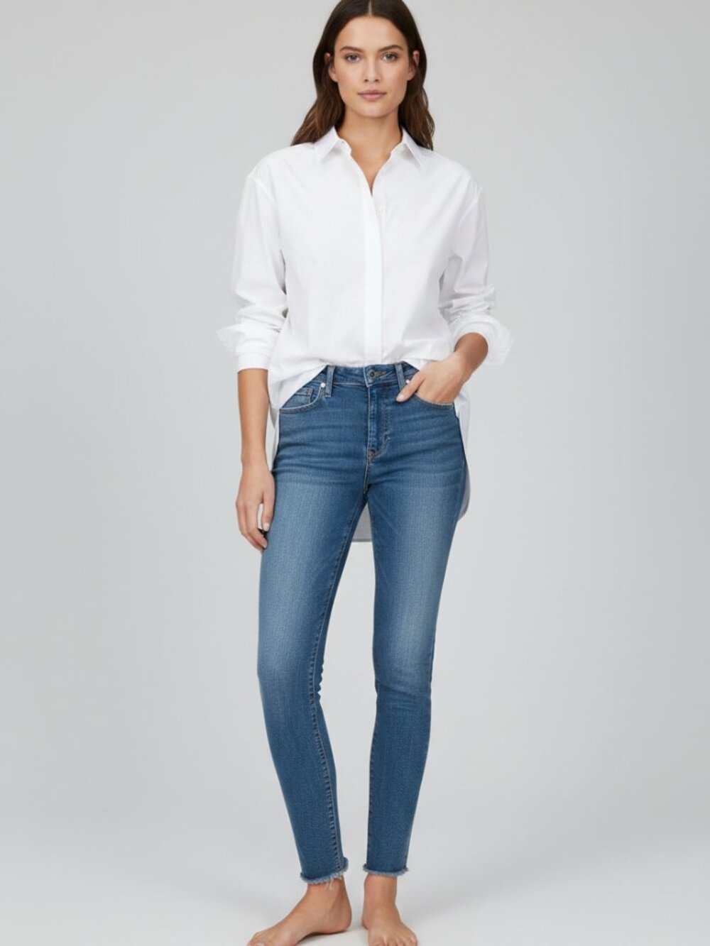 Hudson Nico Mid-Rise Straight Ankle Jeans Penny Wash Raw Hem 25